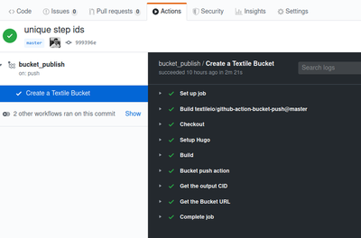 GitHub Action building and pushing files to Textile bucket